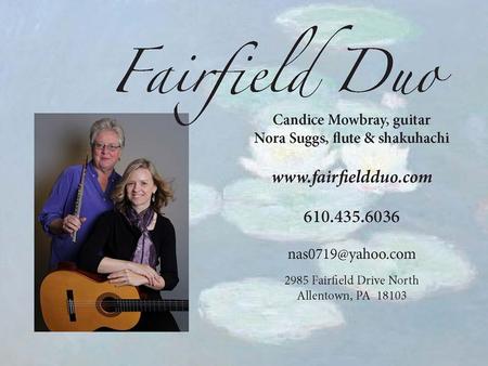 “…a fabulous concert – the two of you make a wonderfully gifted team. We look forward to inviting you back for a future concert.” “…a fabulous concert.