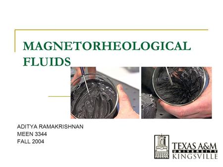 MAGNETORHEOLOGICAL FLUIDS ADITYA RAMAKRISHNAN MEEN 3344 FALL 2004.