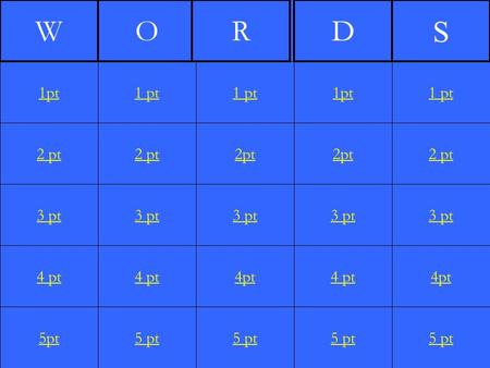 2 pt 3 pt 4 pt 5pt 1 pt 2 pt 3 pt 4 pt 5 pt 1 pt 2pt 3 pt 4pt 5 pt 1pt 2pt 3 pt 4 pt 5 pt 1 pt 2 pt 3 pt 4pt 5 pt 1pt WORD S.