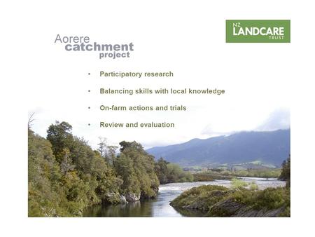 Participatory research Balancing skills with local knowledge On-farm actions and trials Review and evaluation.