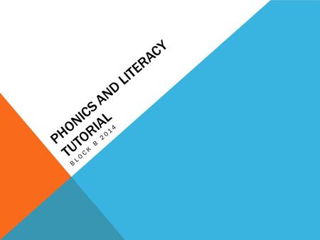 PHONICS AND LITERACY TUTORIAL BLOCK B 2014. TRAINEES’ EXPERIENCE BEFORE THE TUTORIAL All secondary trainees experienced a Professional Practice session.