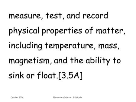 Elementary Science - 3rd Grade