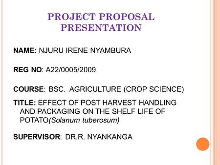 PROJECT PROPOSAL PRESENTATION