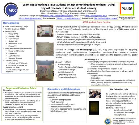 Learning: Something STEM students do, not something done to them. Using original research to stimulate student learning Department of Biology; Division.