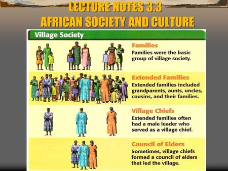 LECTURE NOTES 3.3 AFRICAN SOCIETY AND CULTURE