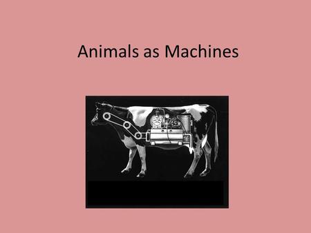 Animals as Machines. Descartes René Descartes (1596-1650 ) French philosopher, mathematician and scientist Discourse on Method (1637) Part 5 discusses.