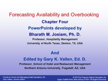 Forecasting Availability and Overbooking