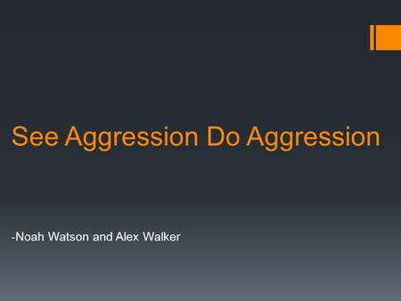 See Aggression Do Aggression -Noah Watson and Alex Walker.