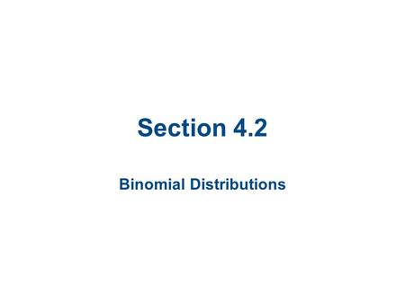 Binomial Distributions