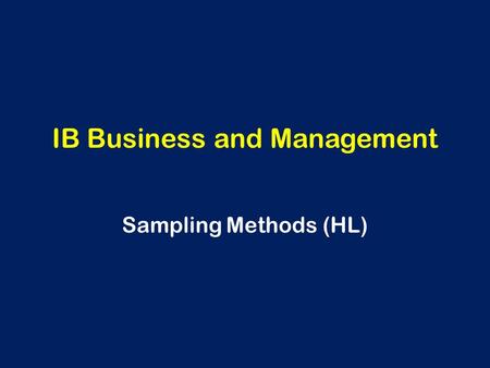 IB Business and Management