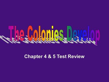 Chapter 4 & 5 Test Review What area was considered the Backcountry? Land back in England All of the above Land along the Appalachians Is this your Final.