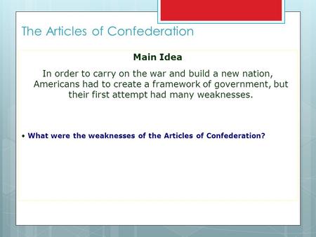 The Articles of Confederation