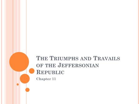 T HE T RIUMPHS AND T RAVAILS OF THE J EFFERSONIAN R EPUBLIC Chapter 11.