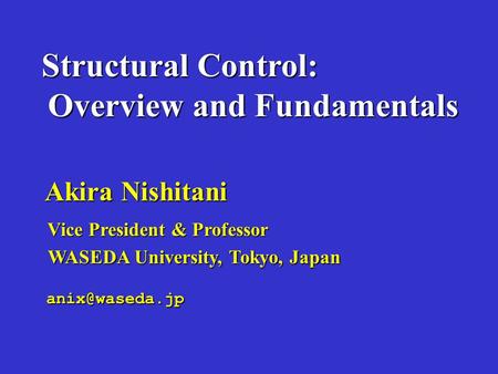 Structural Control: Overview and Fundamentals