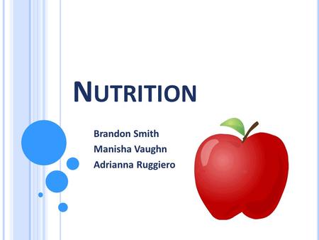 N UTRITION Brandon Smith Manisha Vaughn Adrianna Ruggiero.