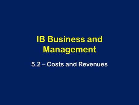 IB Business and Management