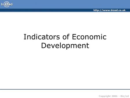 Indicators of Economic Development