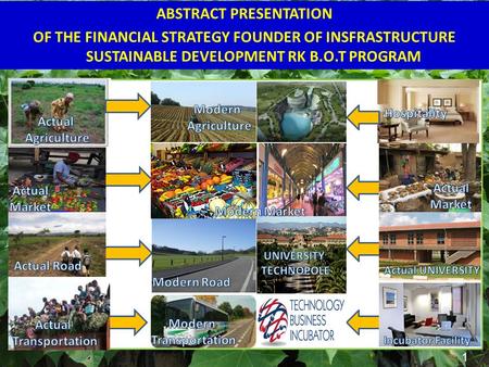 1 ABSTRACT PRESENTATION OF THE FINANCIAL STRATEGY FOUNDER OF INSFRASTRUCTURE SUSTAINABLE DEVELOPMENT RK B.O.T PROGRAM.