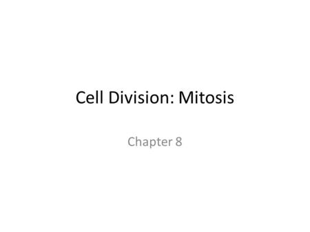 Cell Division: Mitosis