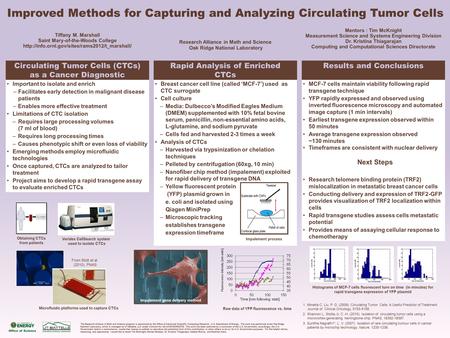 Tiffany M. Marshall Saint Mary-of-the-Woods College  Mentors : Tim McKnight Measurement Science and Systems.