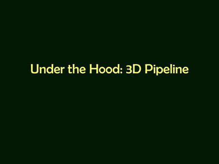 Under the Hood: 3D Pipeline. Motherboard & Chipset PCI Express x16.