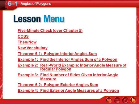 Five-Minute Check (over Chapter 5) CCSS Then/Now New Vocabulary