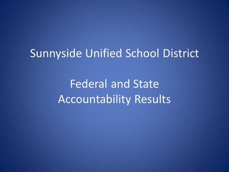 Sunnyside Unified School District Federal and State Accountability Results.