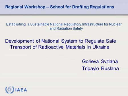 Regional Workshop – School for Drafting Regulations