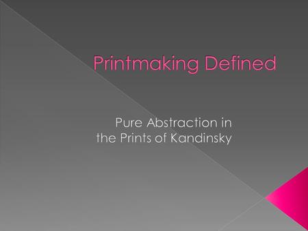 Wassily Kandinsky was a Russian painter who played a major role in the development of abstract art. Music was the inspiration for his paintings which.