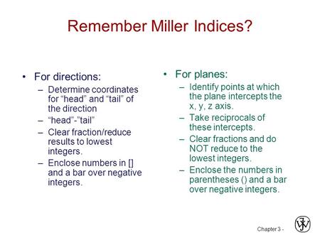 Remember Miller Indices?