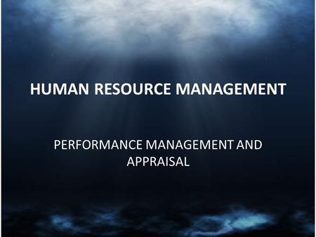 HUMAN RESOURCE MANAGEMENT