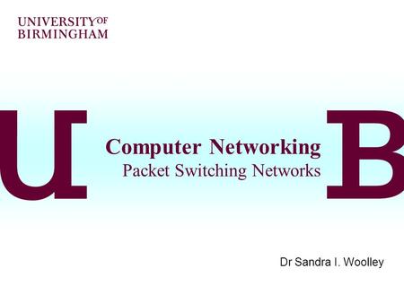 Computer Networking Packet Switching Networks Dr Sandra I. Woolley.