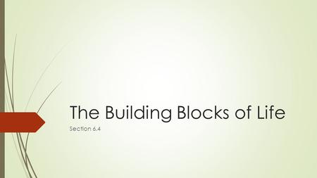 The Building Blocks of Life