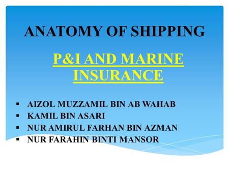 P&I AND MARINE INSURANCE