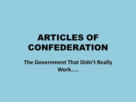 ARTICLES OF CONFEDERATION