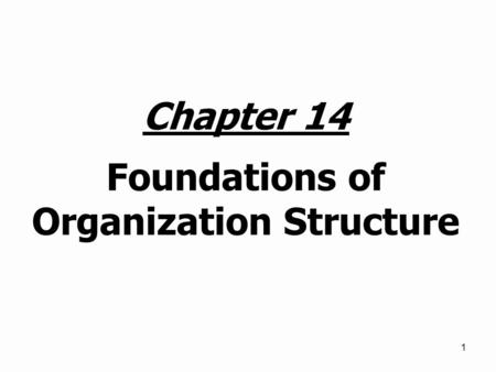 Chapter 14 Foundations of Organization Structure