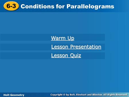 Conditions for Parallelograms