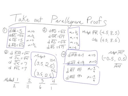 Rectangle Proofs A rectangle is a parallelogram with four right angles and congruent diagonals.