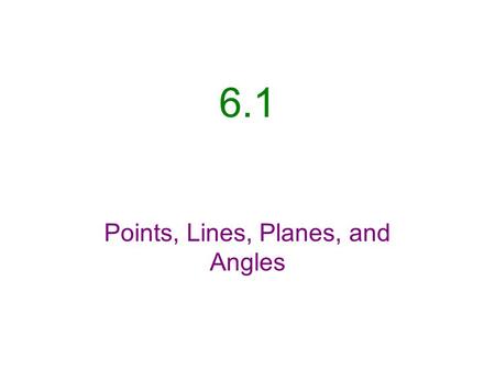 Points, Lines, Planes, and Angles