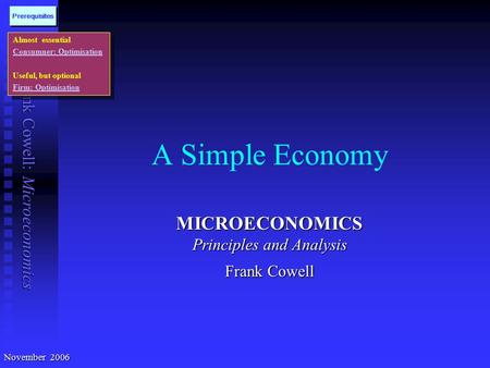 MICROECONOMICS Principles and Analysis Frank Cowell