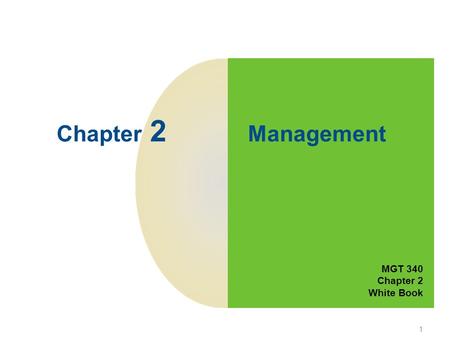 1 Chapter 2 Management MGT 340 Chapter 2 White Book.