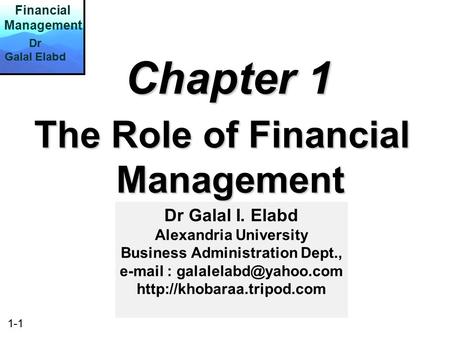 The Role of Financial Management