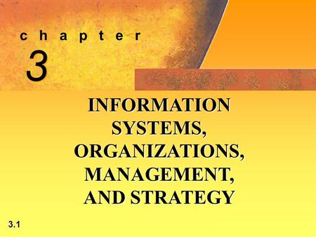 3.1 © 2002 by Prentice Hall c h a p t e r 3 3 INFORMATION SYSTEMS, ORGANIZATIONS, MANAGEMENT, AND STRATEGY.