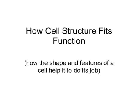 How Cell Structure Fits Function