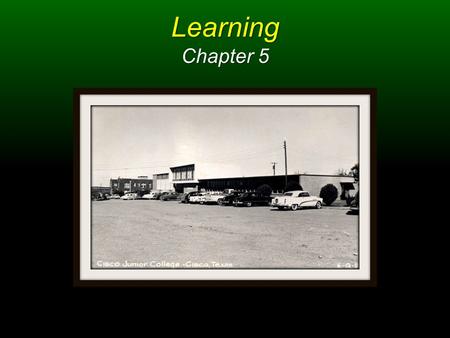 Learning Chapter 5. Chapter 5 Menu Learning Classical conditioning and who first studied it Important concepts in classical conditioning Pavlov’s classic.