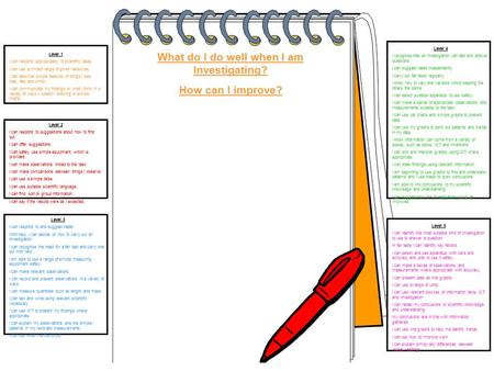 Level 3 I can respond to and suggest ideas. With help, I can decide on how to carry out an investigation. I can recognise the need for a fair test and.