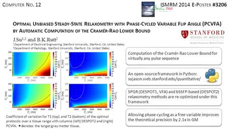 Computation of the Cramér-Rao Lower Bound for virtually any pulse sequence An open-source framework in Python: sujason.web.stanford.edu/quantitative/ SPGR.