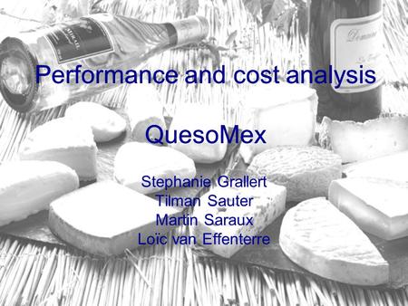 Performance and cost analysis QuesoMex Stephanie Grallert Tilman Sauter Martin Saraux Loïc van Effenterre Performance and cost analysis QuesoMex.