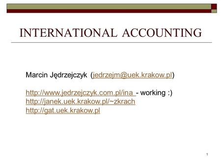 INTERNATIONAL ACCOUNTING