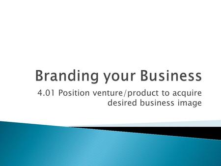 4.01 Position venture/product to acquire desired business image.